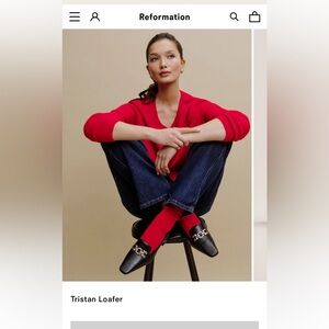 Reformation Tristan Loafer in Black with Gold Chain size 7